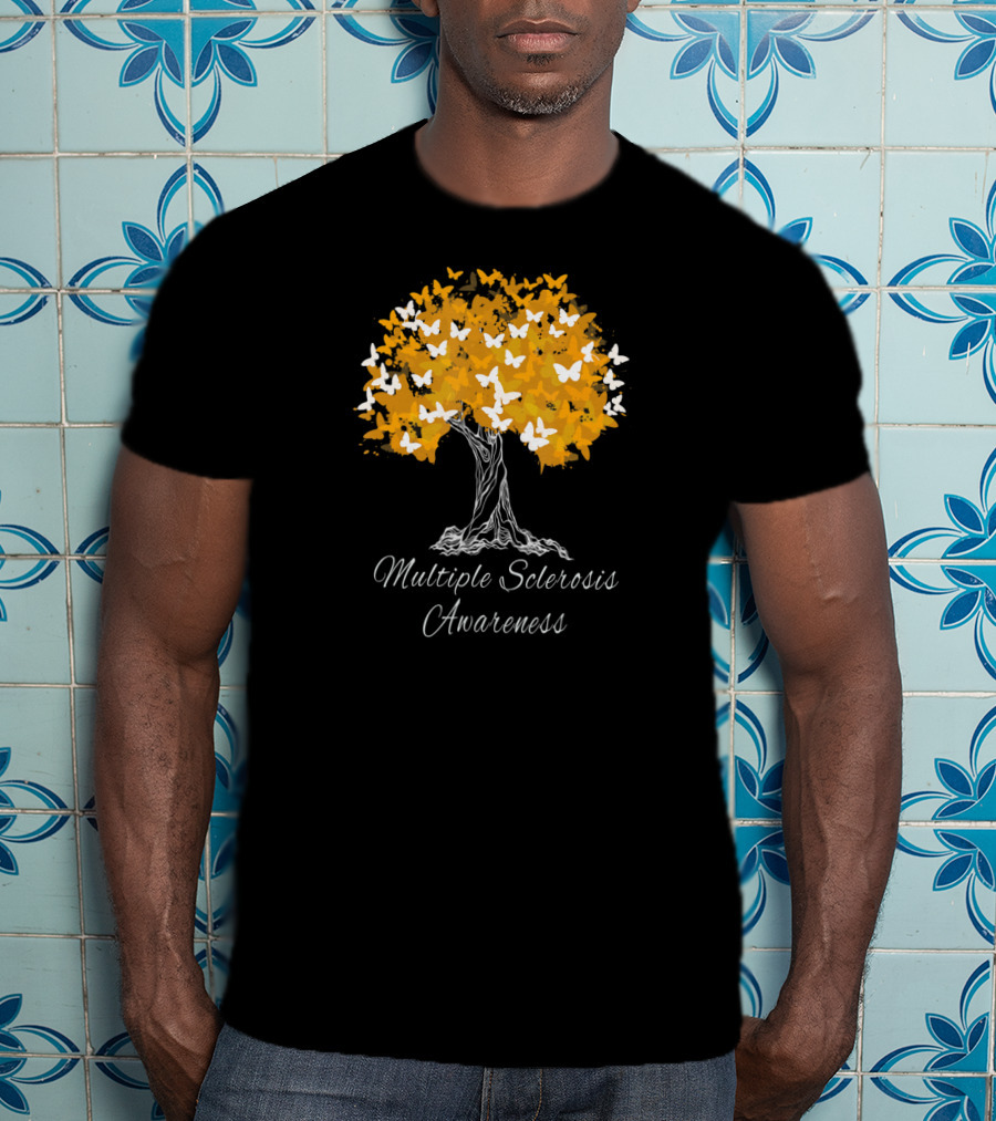 Multiple Sclerosis Awareness Tree With Butterflies T-Shirt