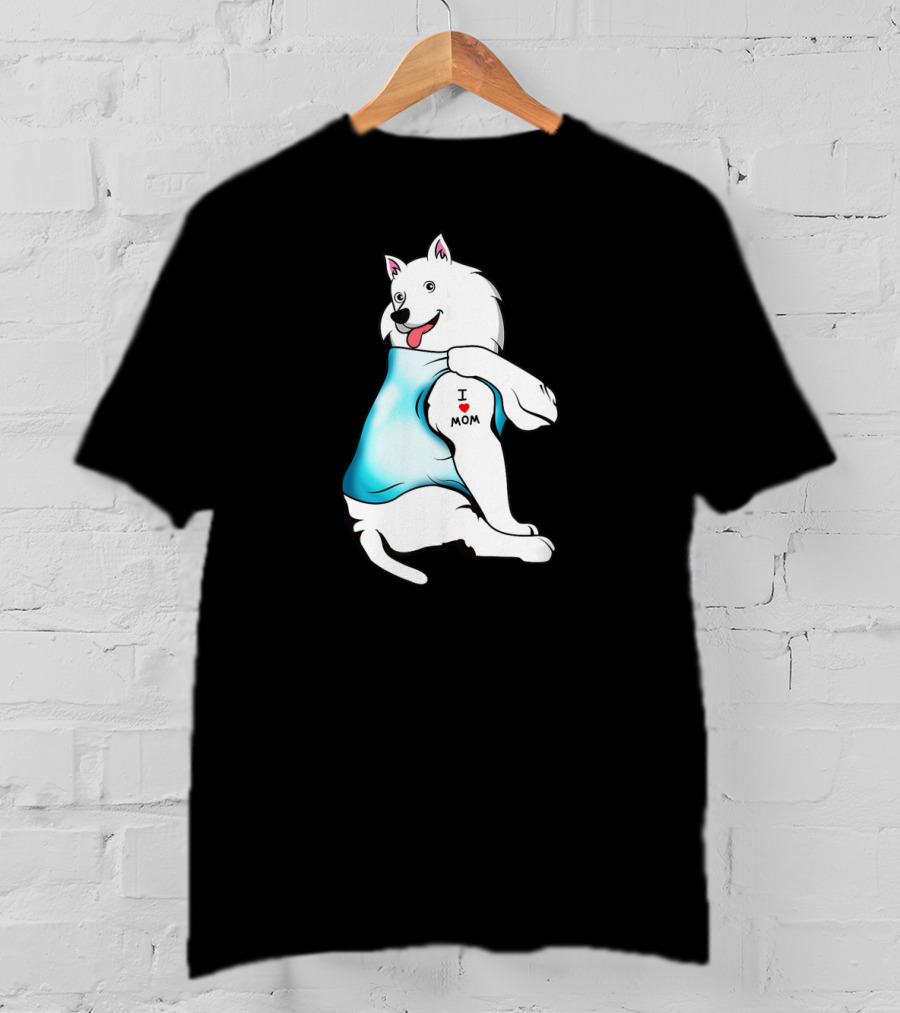 American Eskimo Dog Tattoo I Love Mom T-Shirt