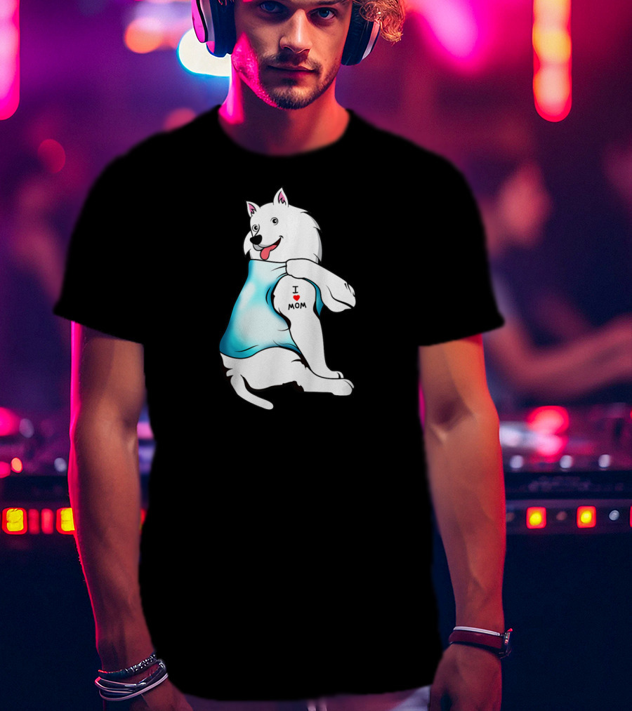 American Eskimo Dog Tattoo I Love Mom T-Shirt