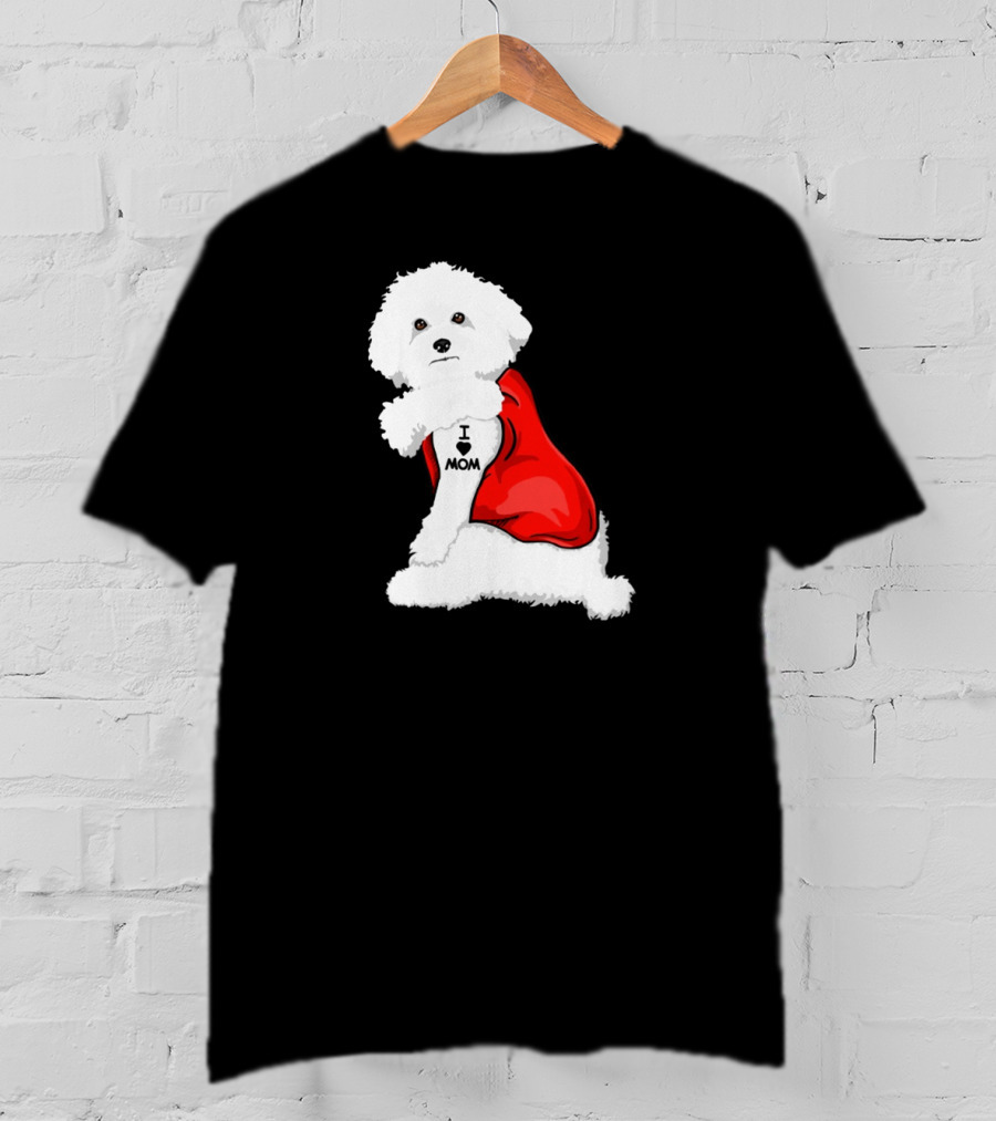Bichon Frise I Love Mom Tattoo Red Cape T-Shirt