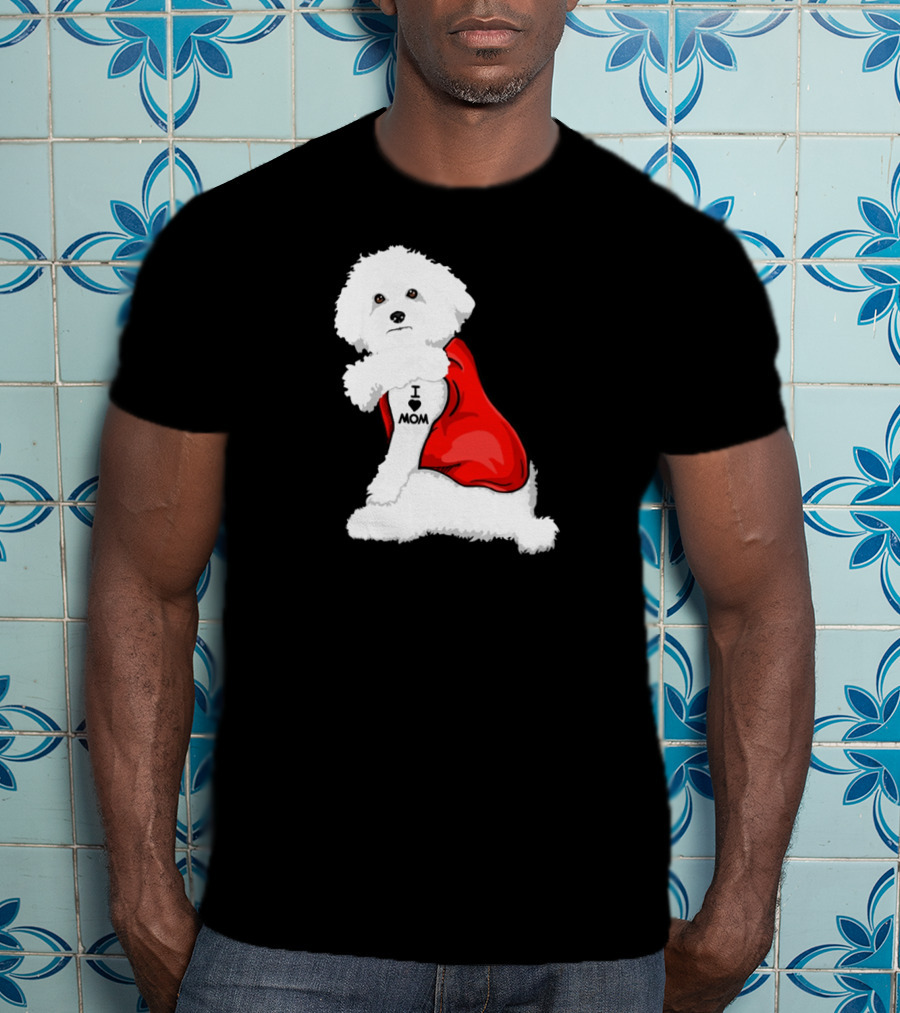 Bichon Frise I Love Mom Tattoo Red Cape T-Shirt