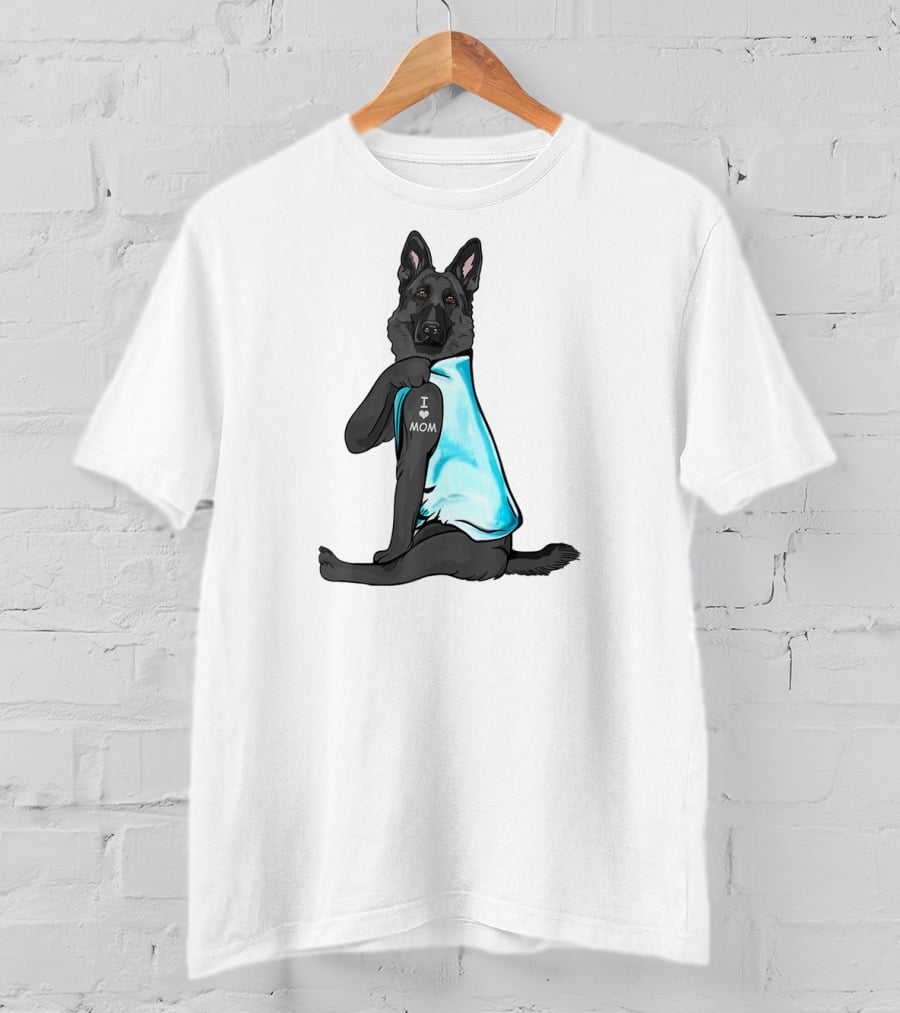 Black German Shepherd I Love Mom T-Shirt