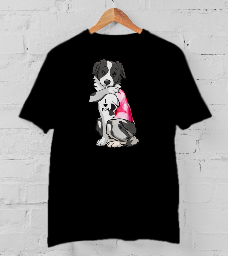 Border Collie Dog I Love Mom T-Shirt