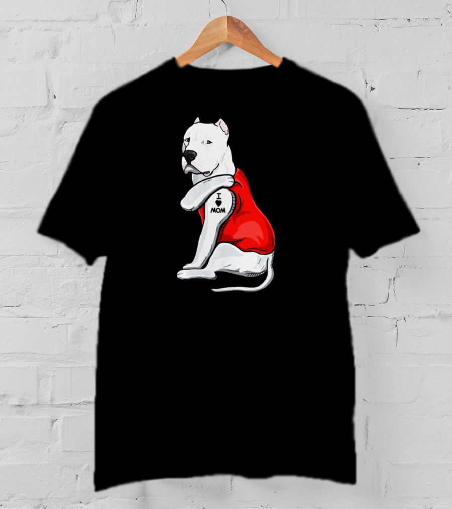 Dogo Argentino I Love Mom Tattoo Red T-Shirt