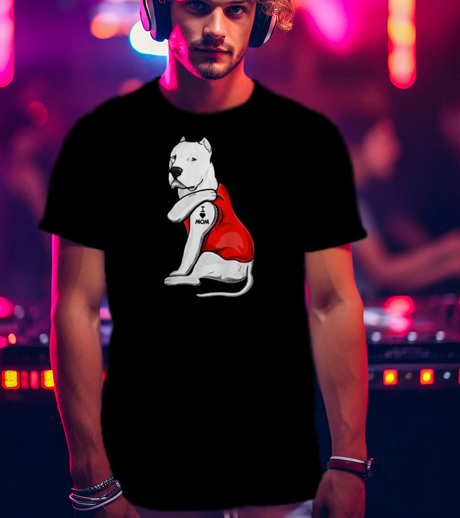 Dogo Argentino I Love Mom Tattoo Red T-Shirt