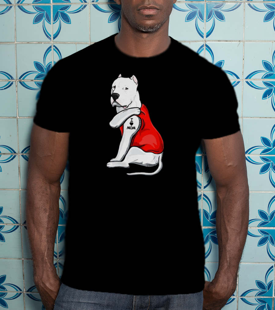 Dogo Argentino I Love Mom Tattoo Red T-Shirt