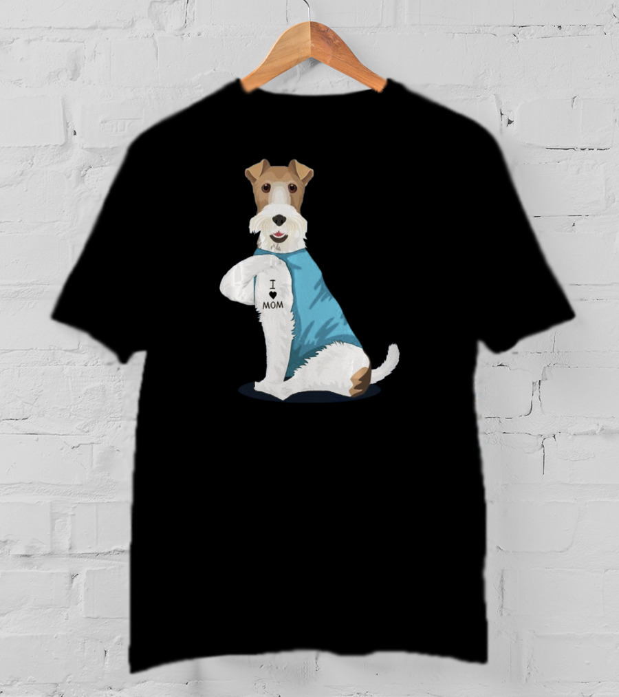 Fox Terrier I Love Mom Tattoo T-Shirt