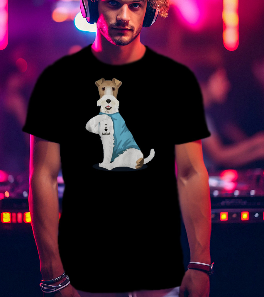 Fox Terrier I Love Mom Tattoo T-Shirt