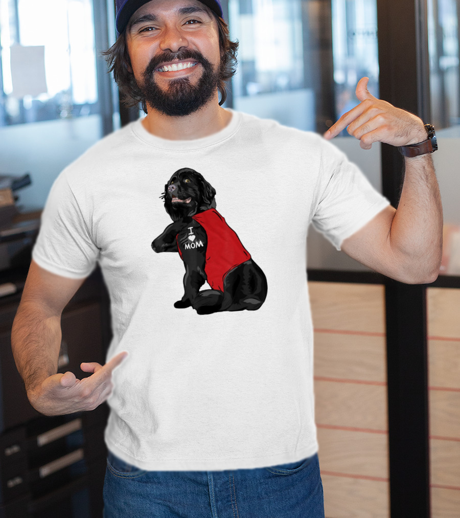 Newfoundland Dog I Love Mom Red Vest Tattoo T-Shirt