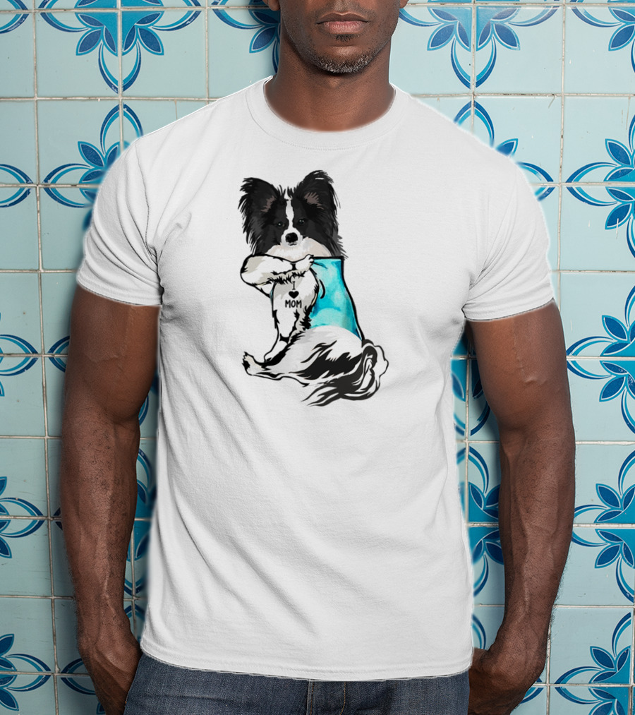 Papillon Dog I Love Mom Tattoo T-Shirt
