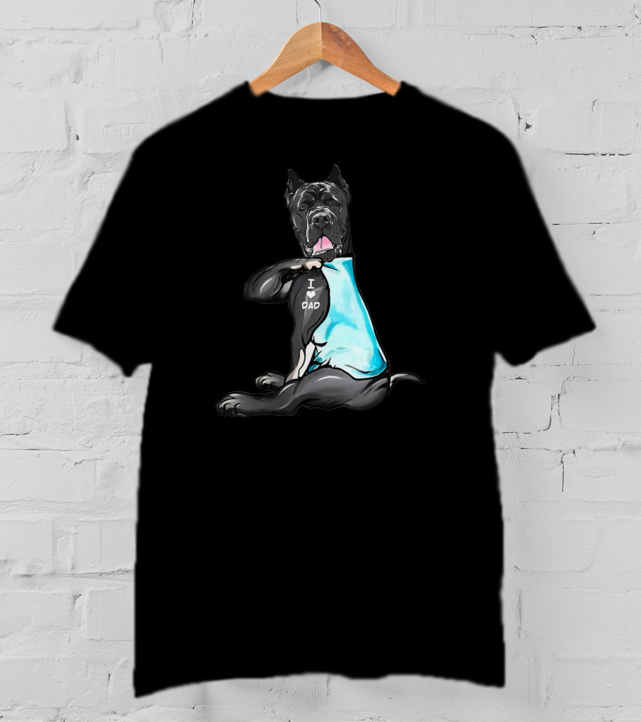 Cane Corso I Love Dad Shirt Black Dog Blue T-Shirt