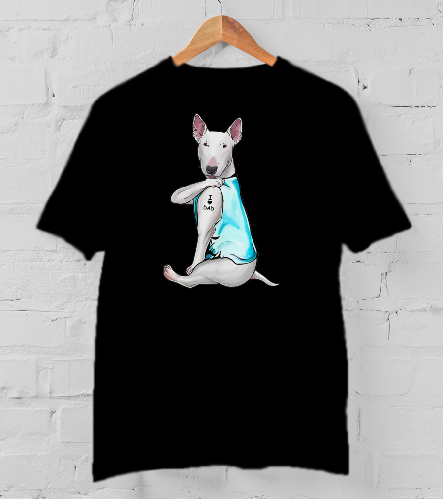 Bull Terrier I Love Dad Tattoo T-Shirt