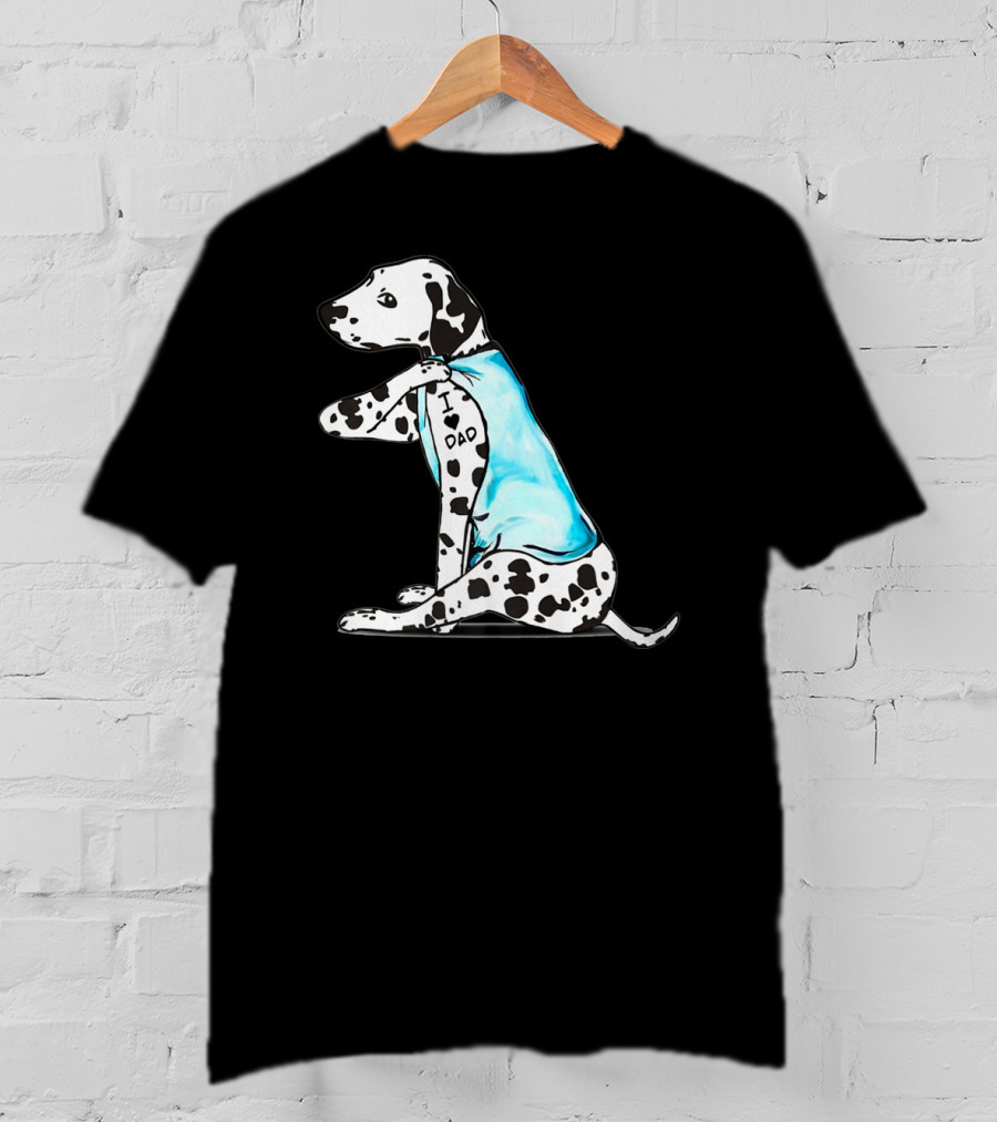 Dalmatian I Love DAD Blue Shirt Cute Dog T-Shirt