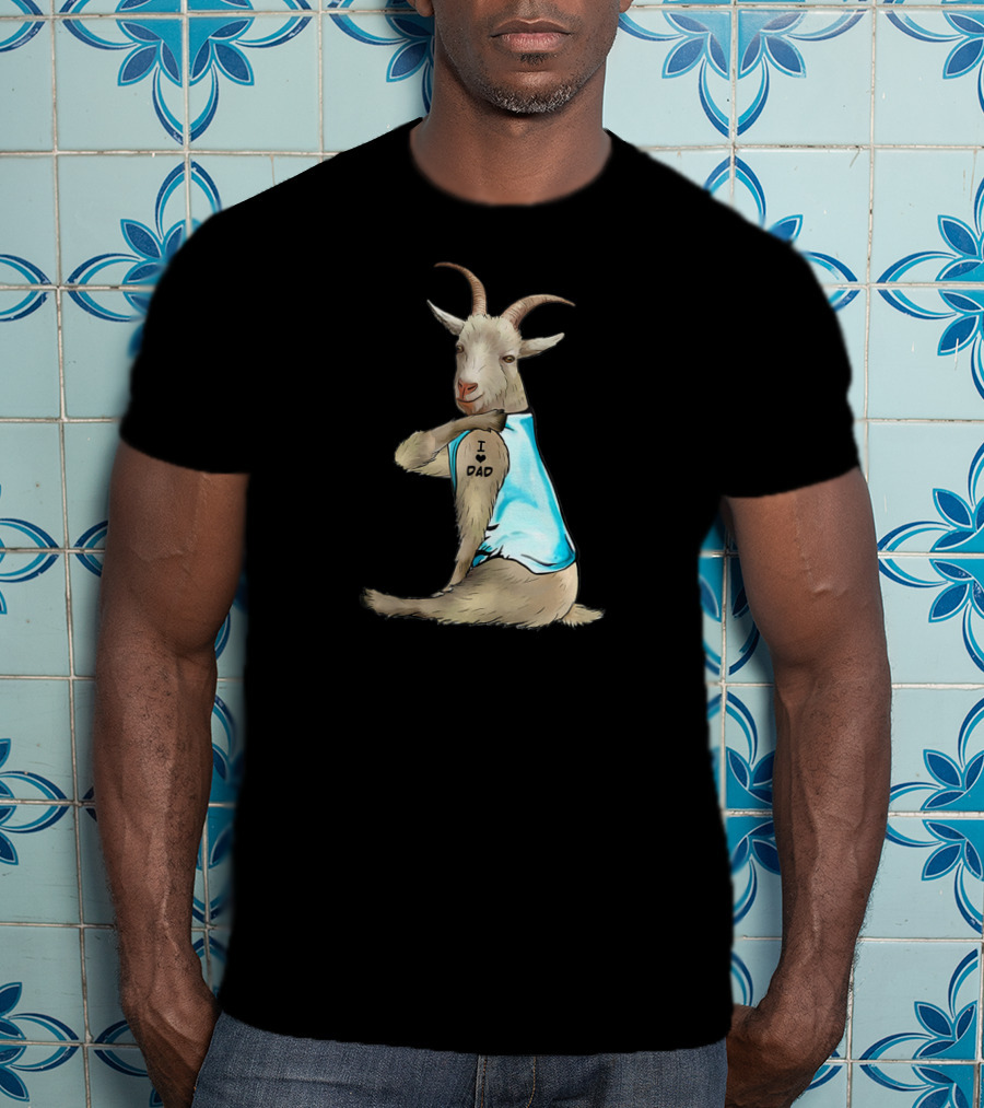 Goat Tattoos I Love Dad Blue Tank Top T-Shirt