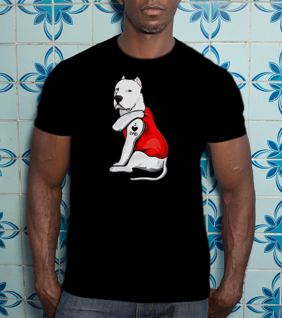 I Love Dad Dogo Argentino Father Dog In Red T-Shirt