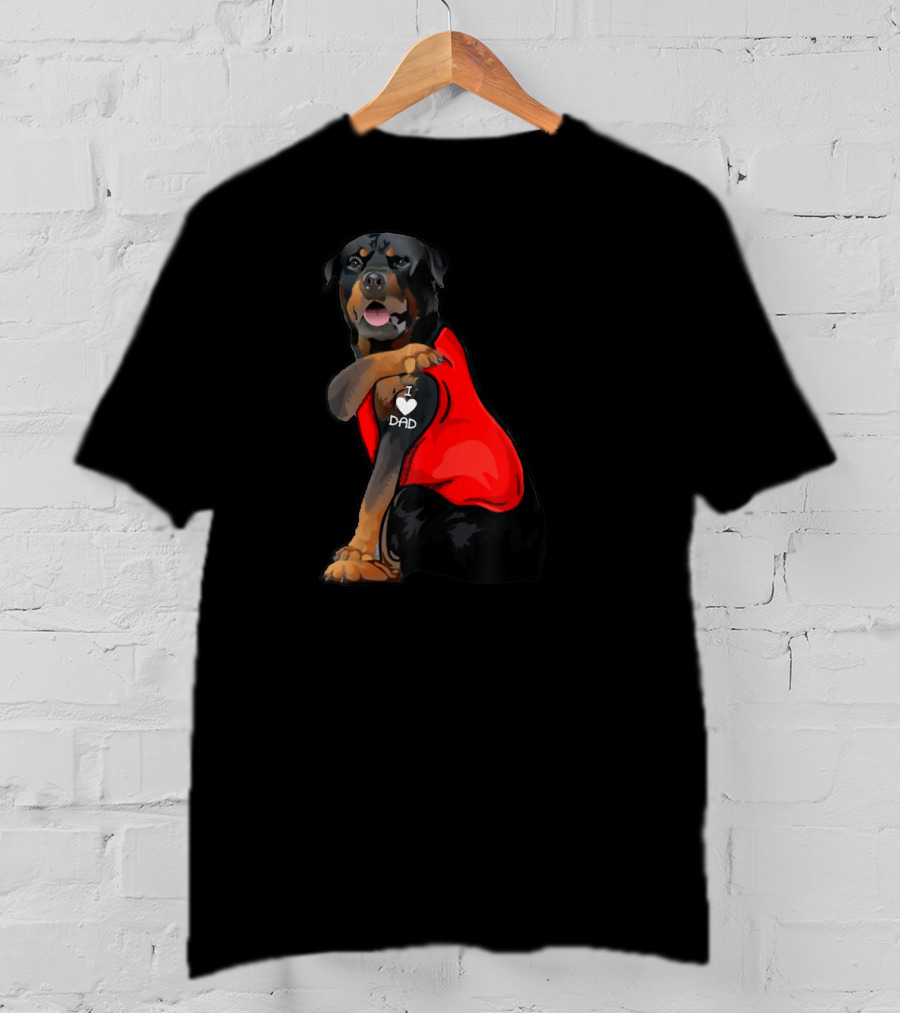 Rottweiler Dog I Love Dad Father Tattoo T-Shirt