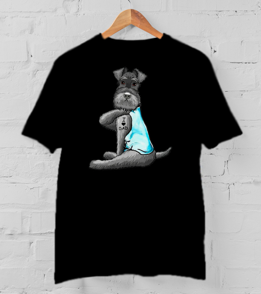 Schnauzer I Love Dad Tattoo T-Shirt