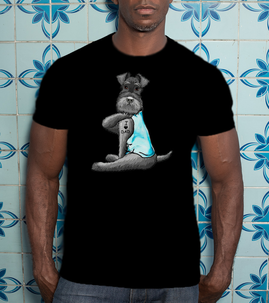 Schnauzer I Love Dad Tattoo T-Shirt