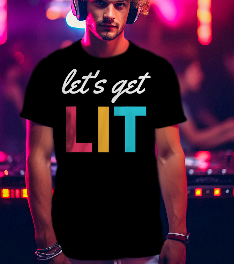 Let's Get Lit Funny Writers Teachers Retro T-Shirt