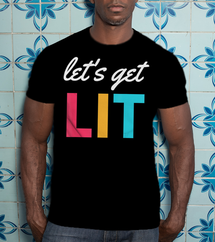 Let's Get Lit Funny Writers Teachers Retro T-Shirt