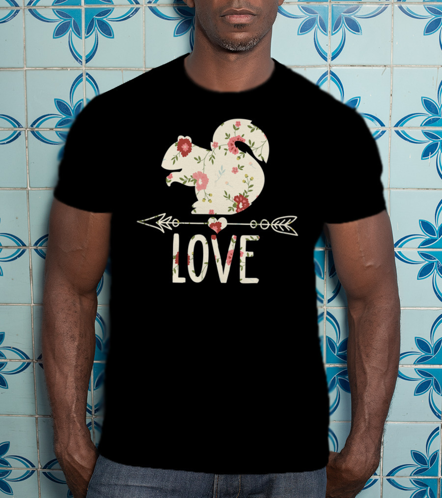 Love Squirrel Floral Vintage Flower Arrow T-Shirt