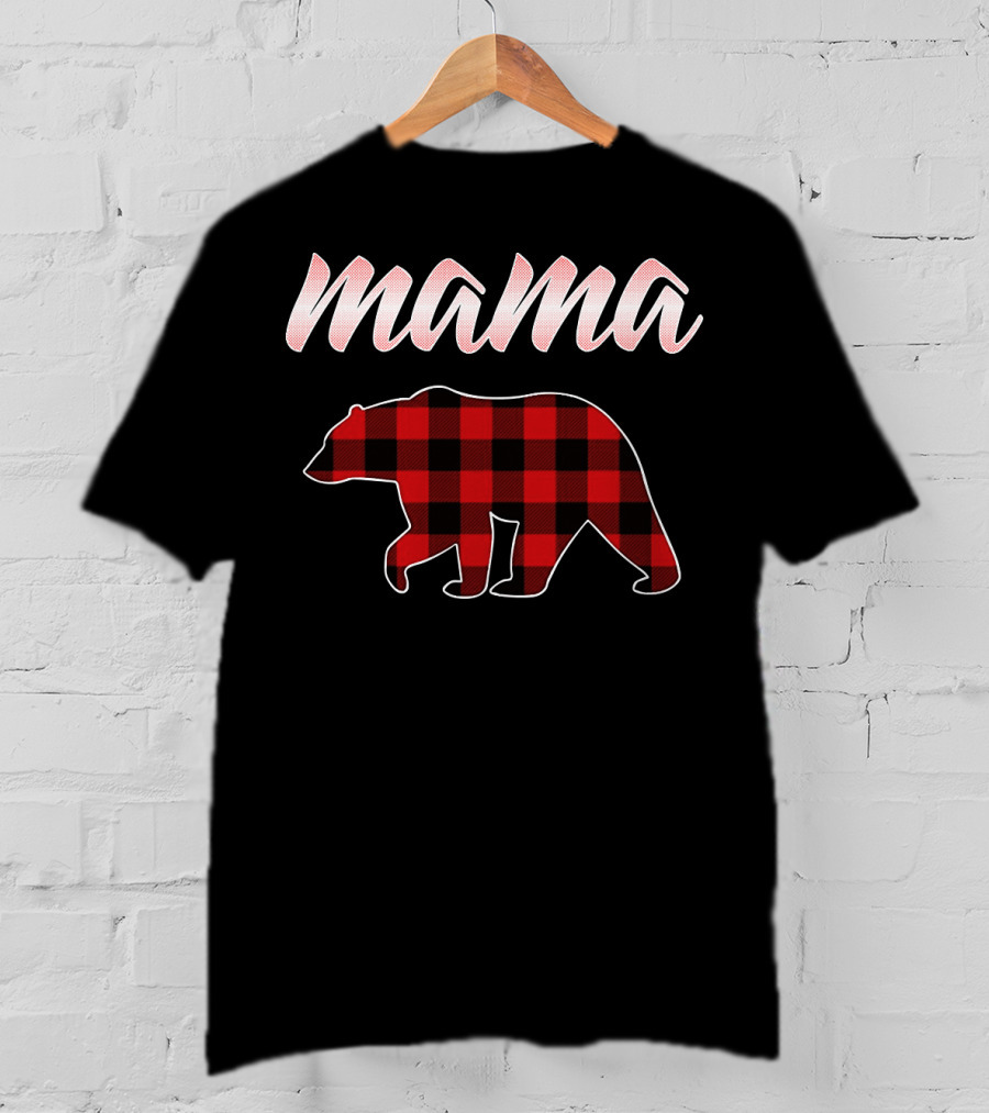 Mama Bear Buffalo Plaid Print T-Shirt