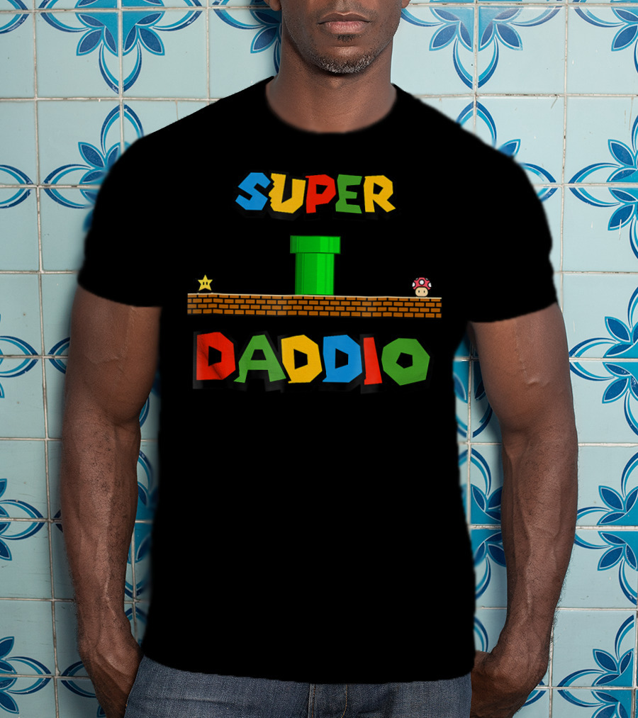 Super Daddio Nerdy Star Mushroom Pipe Block T-Shirt
