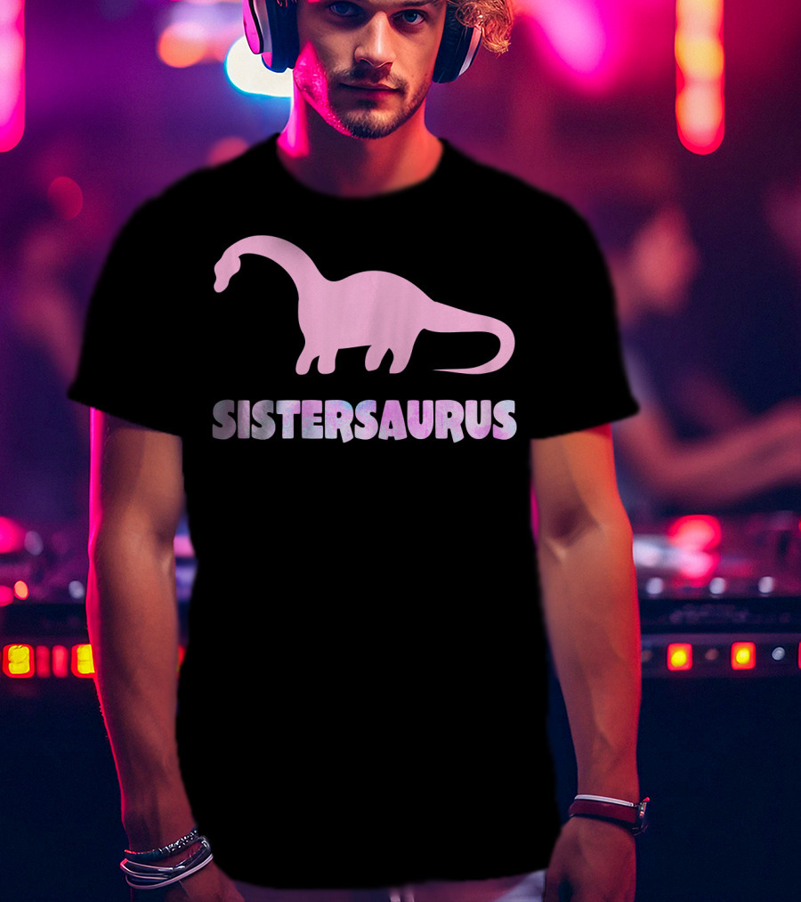 Sistersaurus Dinosaur Silhouette In T-Shirt