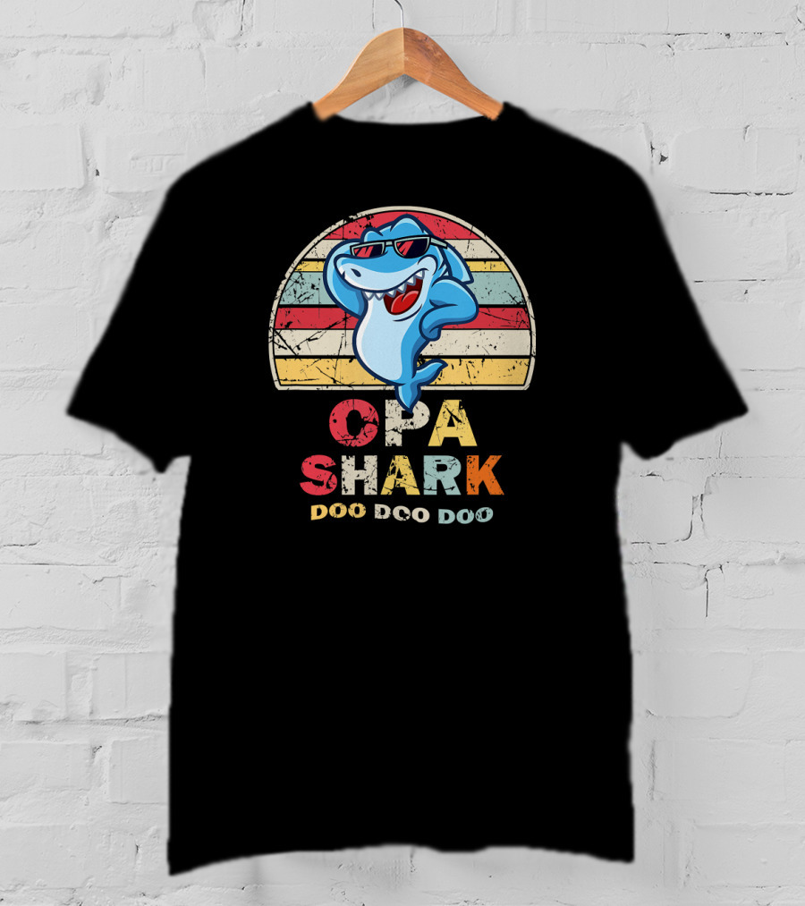 Opa Shark Doo Doo Doo Vintage Style Father T-Shirt