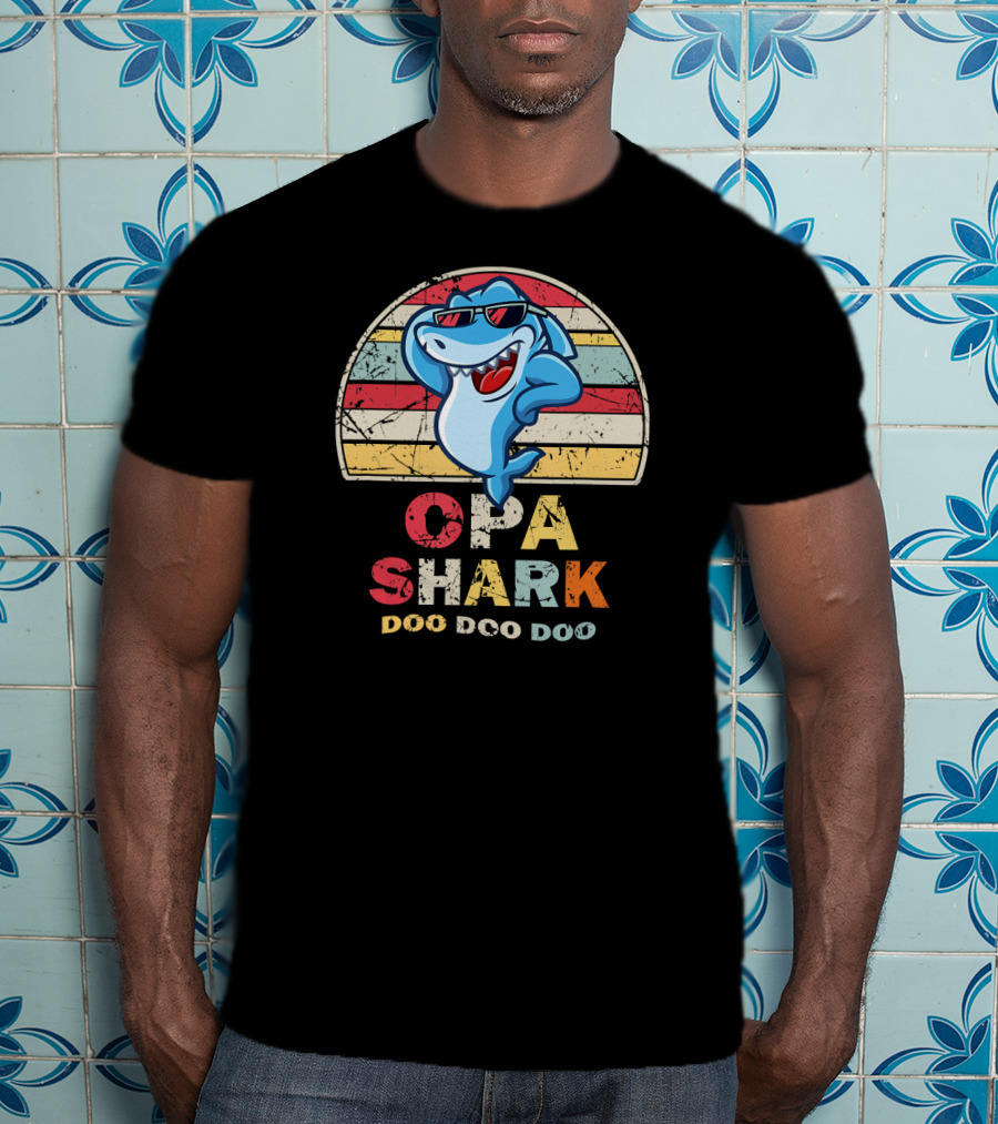 Opa Shark Doo Doo Doo Vintage Style Father T-Shirt