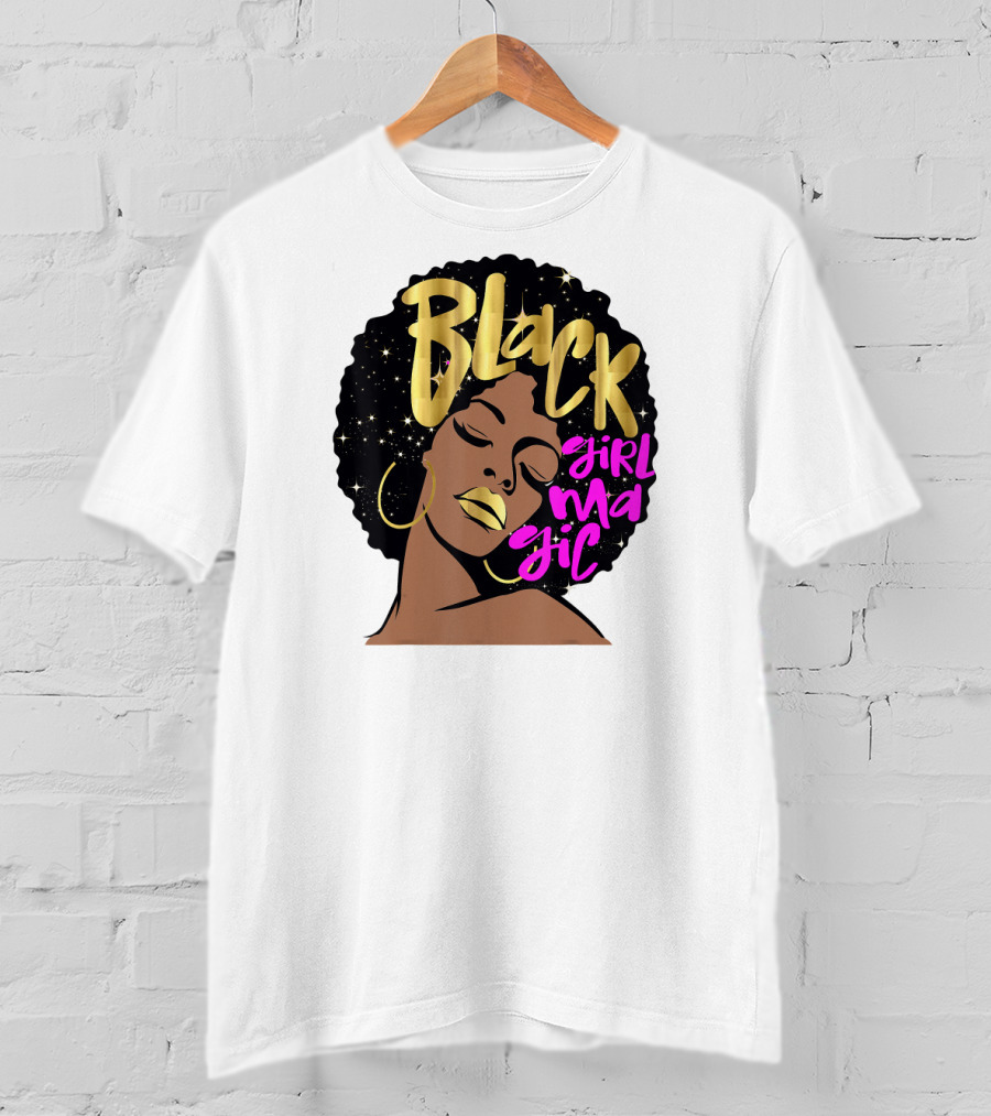 Black Girl Magic Gold Stars Afro Beauty T-Shirt