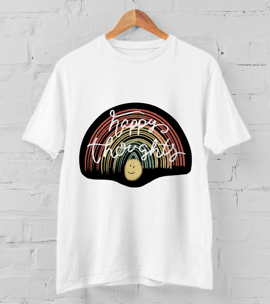 Happy Thoughts Rainbow Smiley Face T-Shirt