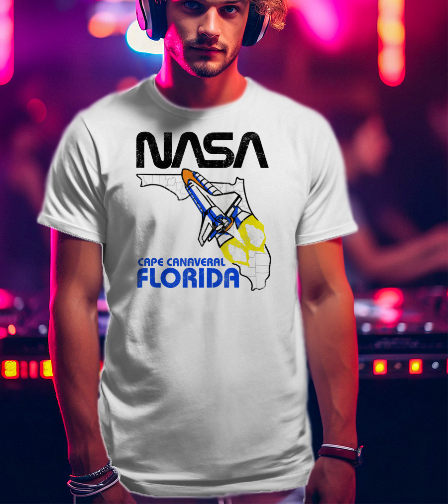 NASA Space Shuttle Florida Map Cape Canaveral T-Shirt