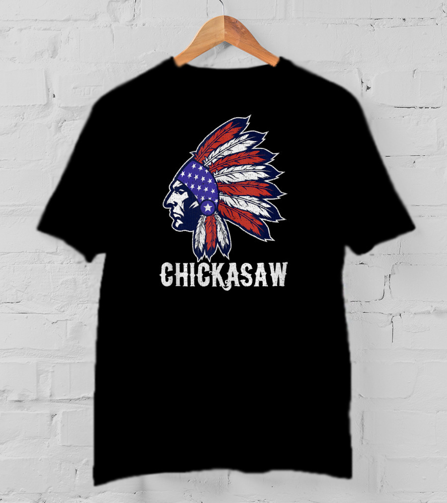 Chickasaw Native American Flag Headdress Pride T-Shirt