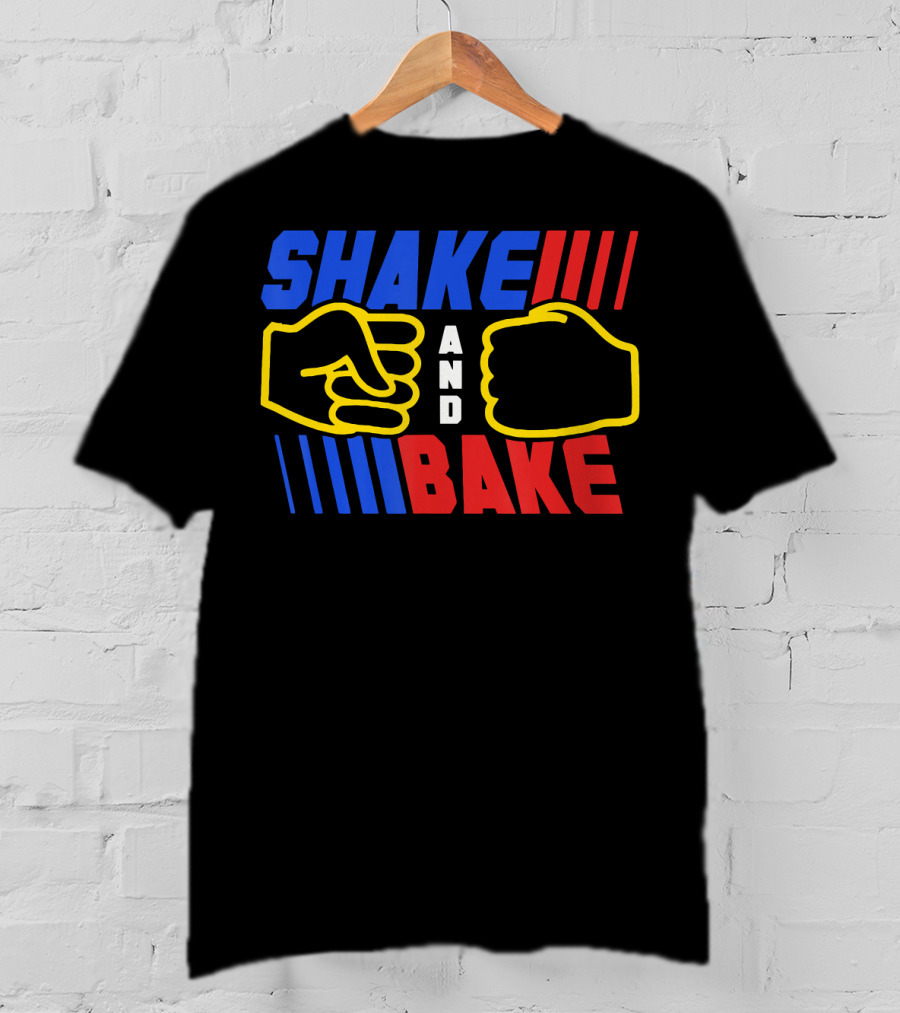 SHAKE AND BAKE Fist Bump Iconic Symbol Bold Colors T-Shirt