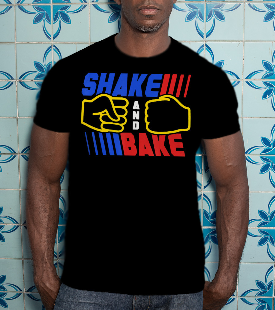 SHAKE AND BAKE Fist Bump Iconic Symbol Bold Colors T-Shirt