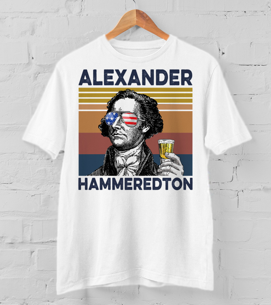 Alexander Hammeredton USA Vintage Drink Patriotic Sunglasses T-Shirt