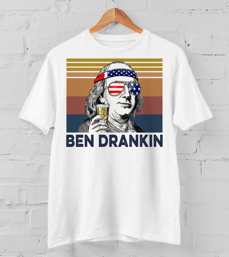 Ben Drankin Vintage USA Patriotic Beer T-Shirt