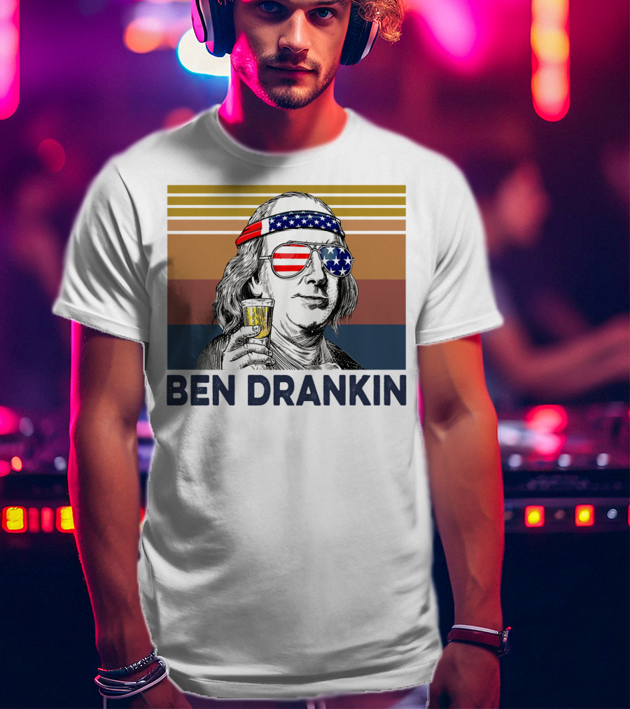 Ben Drankin Vintage USA Patriotic Beer T-Shirt