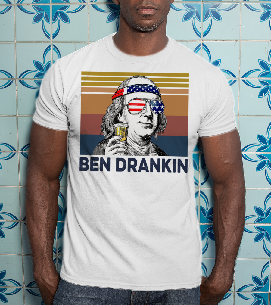 Ben Drankin Vintage USA Patriotic Beer T-Shirt