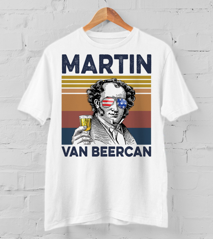 Martin Van Beercan American Flag Vintage Drink USA T-Shirt