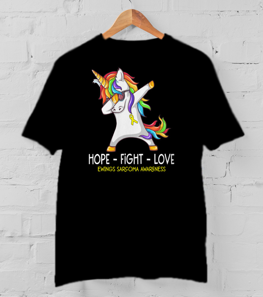 Hope Fight Love Unicorn Ewings Sarcoma Awareness T-Shirt