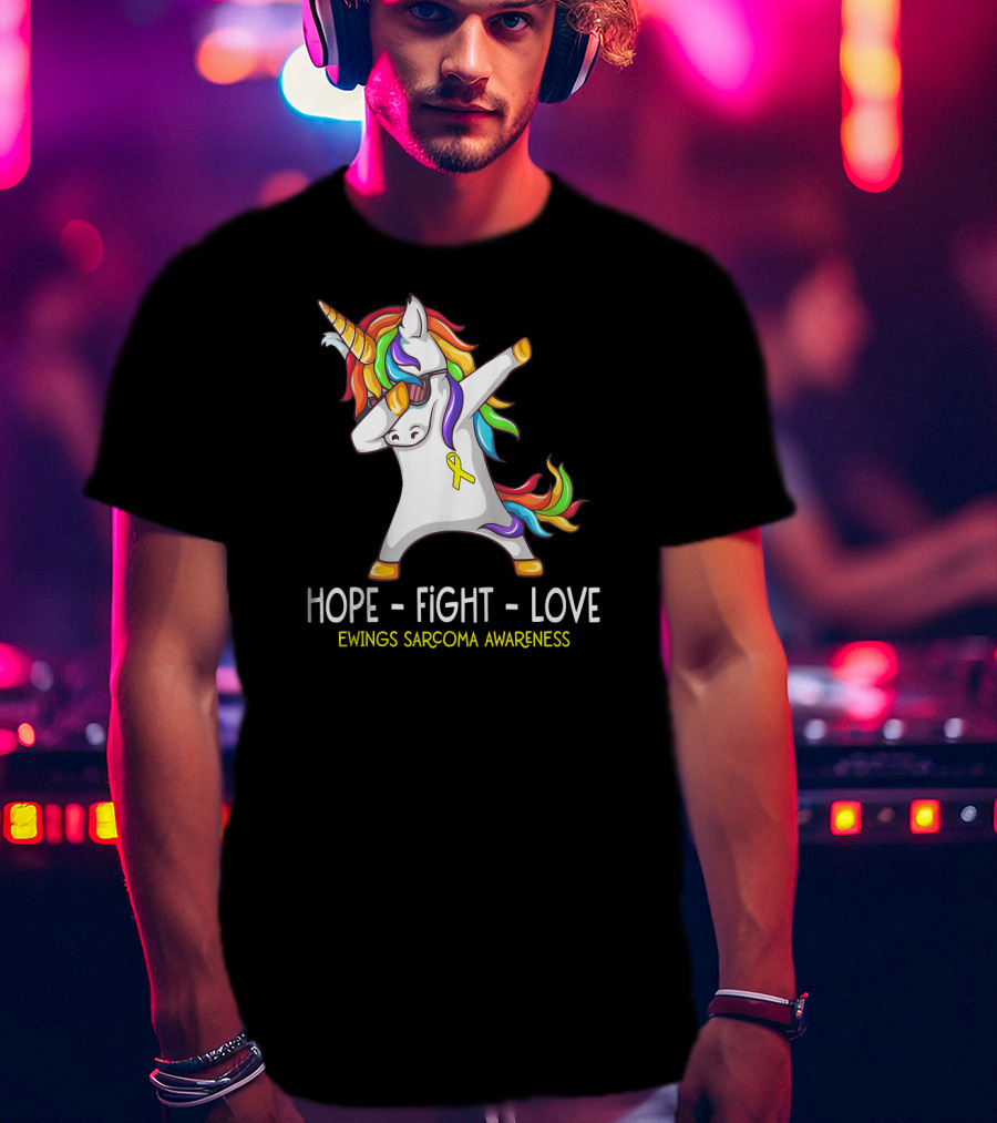 Hope Fight Love Unicorn Ewings Sarcoma Awareness T-Shirt