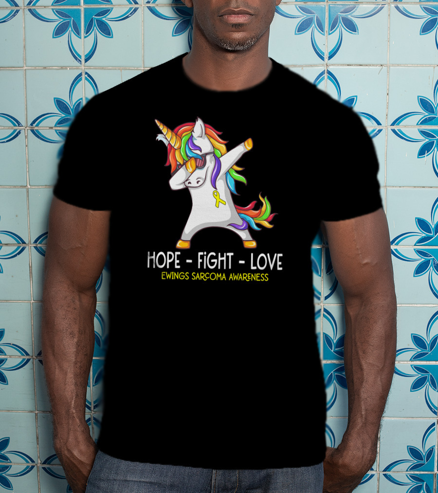 Hope Fight Love Unicorn Ewings Sarcoma Awareness T-Shirt