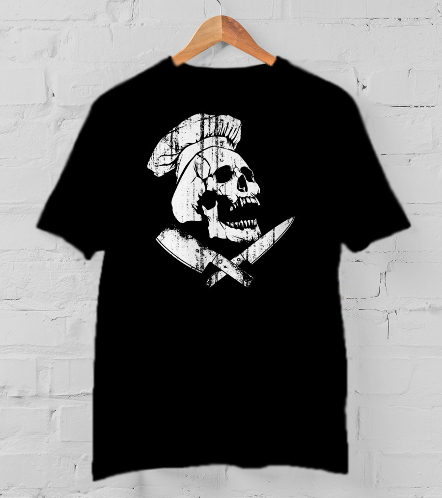 Culinary Gangster Cooking Master Chef Skull With Crossed Knives T-Shirt
