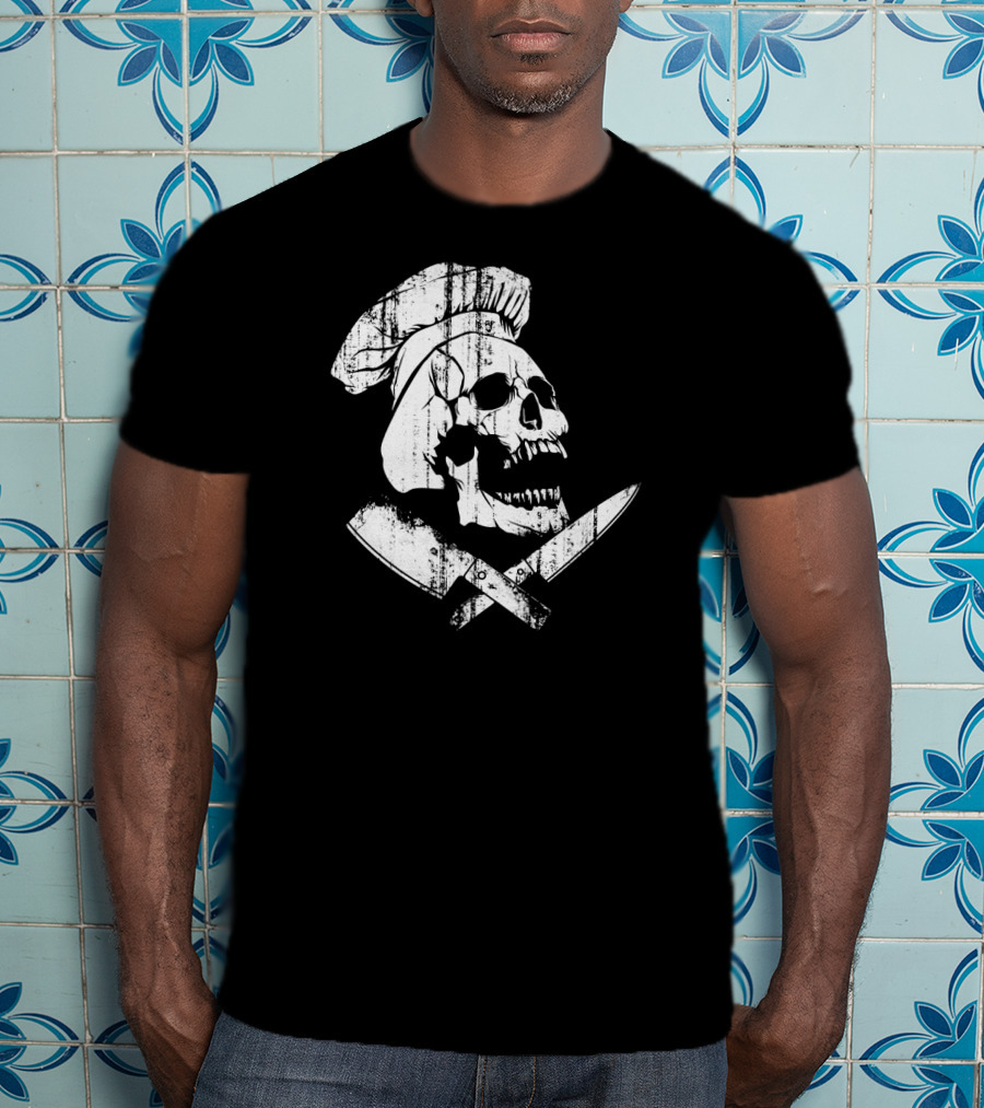 Culinary Gangster Cooking Master Chef Skull With Crossed Knives T-Shirt