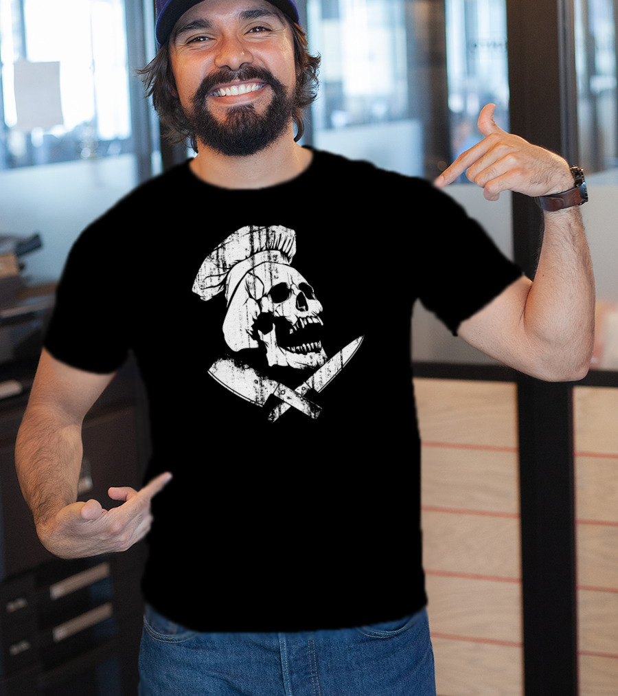 Culinary Gangster Cooking Master Chef Skull With Crossed Knives T-Shirt