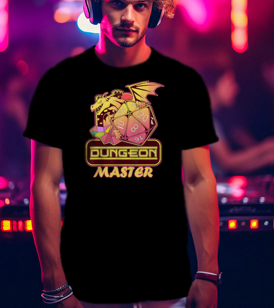 Dungeon Master Dragon D20 Dice Gaming T-Shirt