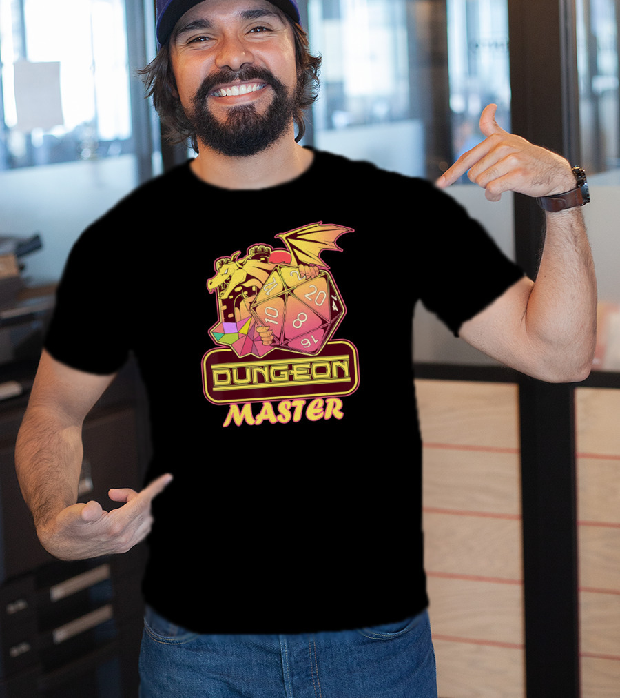 Dungeon Master Dragon D20 Dice Gaming T-Shirt