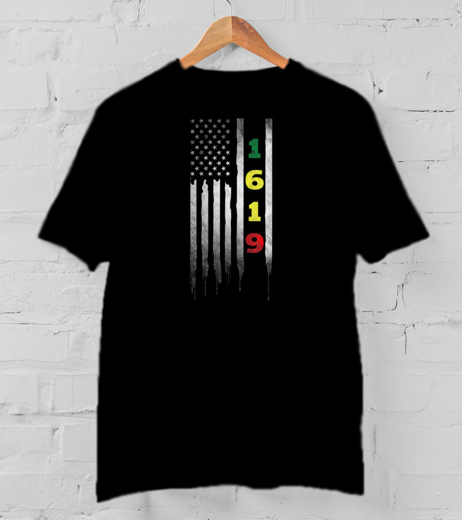 Project 1619 Our Ancestors American United States Flag Rasta Colors T-Shirt